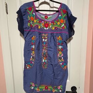 Colorful Embroidered Mexican Dress